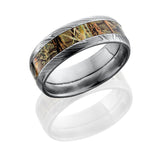 Damascus Steel 8mm domed band with 4mm Real Tree Max4 Camo