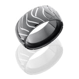 Zirconium 10mm Domed Band with Tire Tread Pattern