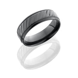 Zirconium 7mm Beveled Band with Milgrain and Striped Pattern