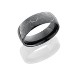 Zirconium 7mm domed band with laser carved Thorn Heart pattern