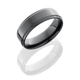 Zirconium 7mm Flat Band with Grooved Edges