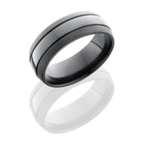 Zirconium 8mm Domed Band with two .5mm Grooves