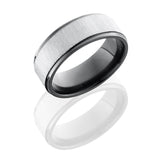 Zirconium 8mm Flat Band with Grooved Edges