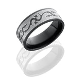 Zirconium 8mm Flat Band with Thorn Pattern