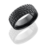 Zirconium 9mm Domed Band with Truck Tire Pattern