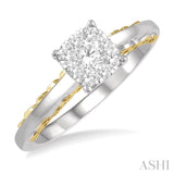 1/3 Ctw Round Diamond Lovebright Solitaire Style Engagement Ring in 14K White and Yellow Gold