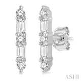 Bar Petite Baguette Diamond Fashion Earrings