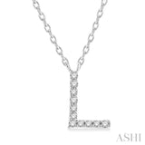 1/20 ctw Initial 'L' Round Cut Diamond Pendant With Chain in 10K White Gold