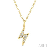 1/10 ctw Lightning Bolt Round Cut Diamond Petite Fashion Pendant With Chain in 10K Yellow Gold