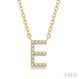 1/20 ctw Initial 'E' Round Cut Diamond Pendant With Chain in 10K Yellow Gold