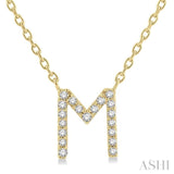 1/20 ctw Initial 'M' Round Cut Diamond Pendant With Chain in 10K Yellow Gold