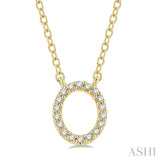 1/20 ctw Initial 'O' Round Cut Diamond Pendant With Chain in 10K Yellow Gold