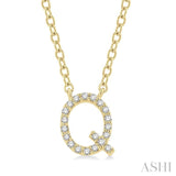 1/20 ctw Initial 'Q' Round Cut Diamond Pendant With Chain in 10K Yellow Gold