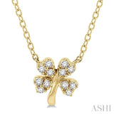 1/10 ctw Four-Leaf Clover Round Cut Diamond Petite Fashion Pendant With Chain in 10K Yellow Gold
