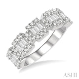 3/4 ctw Baguette and Round Cut Diamond Fusion Ring in 14K White Gold