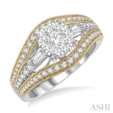 1 Ctw Diamond Lovebright Engagement Ring in 14K White and Yellow Gold