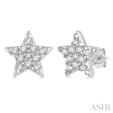 1/10 ctw Star Of David Round Cut Diamond Petite Fashion Earring in 10K White Gold