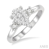 1/2 ctw Pear Shape Lovebright Round Cut Diamond Engagement Ring in 14K White Gold
