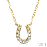 1/10 ctw Horseshoe Charm Round Cut Diamond Petite Fashion Pendant With Chain in 10K Yellow Gold