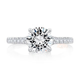 Round Center Diamond Engagement Ring with Pave Band