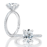 Scalloped Halo Diamond Engagement Ring with Quilted Interior