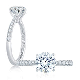 Round Cut Diamond Split Shank Crossover Engagement Ring