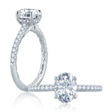 Round Cut Diamond Engagement Ring with Pave Band and Peek-A-Boo Diamonds