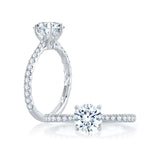 Oval Cut Diamond Solitaire Engagement Ring with Peek-A-Boo Diamonds