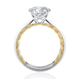 Round Cut Diamond Engagement Ring with True Pavé Diamond Band