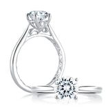 Round Cut Diamond Engagement Ring with True Pavé Diamond Band