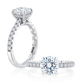 Round Cut Diamond Engagement Ring with a Classic Quilted Pave Band