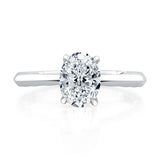 Oval Cut Diamond Solitaire Engagement Ring with Hidden Halo and Peek-A-Boo Diamonds