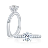Oval Cut Diamond Solitaire Engagement Ring with Hidden Halo and Peek-A-Boo Diamonds
