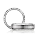 Matte Platinum Men's Wedding Band with Polished Vertical Lines