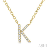 1/20 ctw Initial 'K' Round Cut Diamond Pendant With Chain in 10K Yellow Gold
