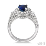 Oval Shape Gemstone & Diamond Ring