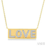 1/5 ctw Love Banner Round Cut Diamond Fashion Necklace in 10K Yellow Gold