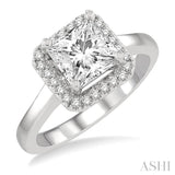 1/6 ctw Halo Round Cut Diamond Semi-Mount Engagement Ring in 14K White Gold