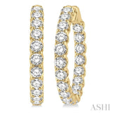 10 ctw Round Cut Diamond In-Out Hoop Earring in 14K Yellow Gold