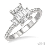 5/8 ctw Fusion Baguette and Round Cut Diamond Fashion Ring in 14K White Gold