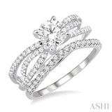 1 1/2 Ctw Diamond Wedding Set with 1 1/4 Ctw Round Cut Engagement Ring and 1/5 Ctw Wedding Band in 14K White Gold
