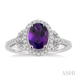 Oval Shape Gemstone & Diamond Ring