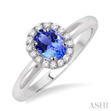 Oval Shape Gemstone & Diamond Ring