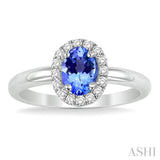 Oval Shape Gemstone & Diamond Ring