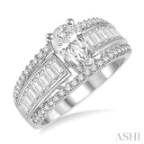 1 Ctw Diamond Pear Shape Semi-Mount Engagement Ring in 14K White Gold
