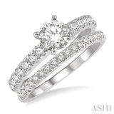 7/8 ct Round Cut Diamond Wedding Set With 5/8 ct Engagement Ring and 1/4 ct Wedding Band in 14K White Gold