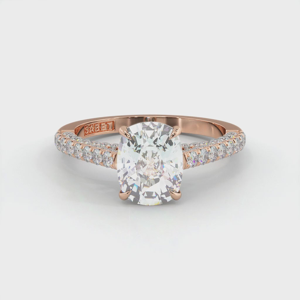 Three Sided Long Cushion Diamond Engagement Ring .80ct