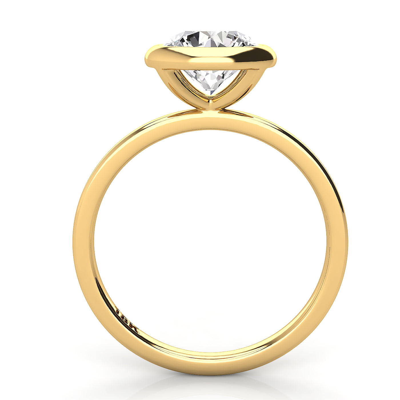 Round Diamond Bezel Halo Engagement Ring 18kt Yellow Gold