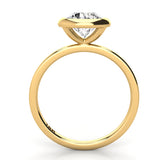 Round Diamond Bezel Halo Engagement Ring 18kt Yellow Gold