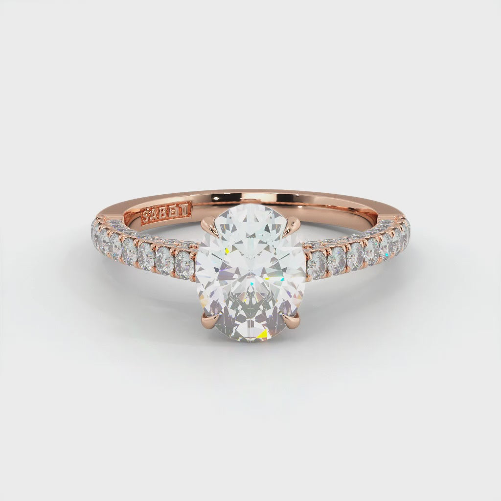Three Sided Pave Radiant Diamond Engagement Ring 0.73ct